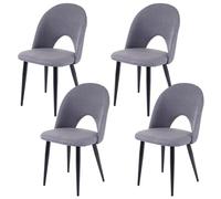 4x chaise de salle à manger HWC-D73, chaise de cuisine, tissu/textile gris foncé
