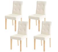 4x chaise de salle à manger HWC-E58, fauteuil similicuir crème, pieds clairs