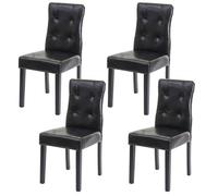 4x chaise de salle à manger HWC-E58, fauteuil similicuir noir, pieds foncés