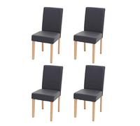 Mendler Chaise de salle à manger Littau – Simili cuir gris mat, pieds clairs, H90 cm – Lot de 4