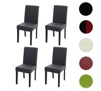Mendler 4X Chaise de Salle à Manger Littau Similicuir Gris Mat Pieds foncés