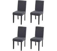 Mendler 4X Chaise de Salle à Manger Littau Textile Gris Anthracite Pieds foncés