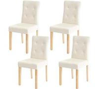Mendler Chaise de salle à manger HWC-E58 similicuir crème pieds clairs lot de 4