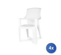 4x Chaise Monobloc Eden En Résine, Blanc 60X62X89Cm
