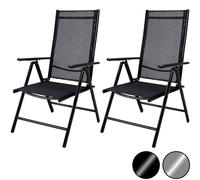 4x Chaises de jardin à dossier haut argent aluminium pliable résistante intempéries dossier réglable 8 positions accoudoirs 120kg