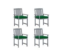 vidaXL Chaises de jardin avec coussins 4 pcs. Gris Bois massif Acacia