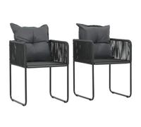 vidaXL Chaises de jardin 4 pcs. avec coussins Poly rotin noir