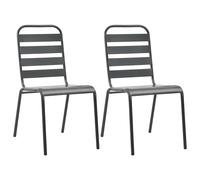 4x Chaises d'Extérieur Design à Lattes Acier Salle à Manger Patio vidaXL