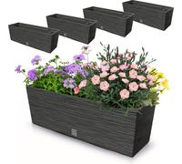 4x Coffre de balcon 18L 58x19,5 cm anthracite + insert spacieux 12L
