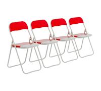 4x couleur rembourré Chaises pliantes Bureau Cadre métal Chambre Seating Rouge