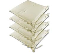 4x Coussins pour chaise Crème - Galette Dessus de chaise 41cm - Jardin Terrasse