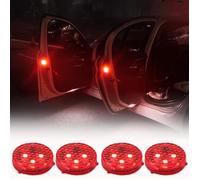 4x Feux d'avertissement pour porte de voiture avec clignotant rouge clignotant magnétique étanche sans fil anti-collision