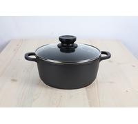 4x Casserole en fonte d'aluminium 2,3L 20cm Couvercle en verre Cuisine repas induction Cuisinière