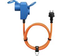 4x Goobay 76222 Câble adaptateur CEE, prise mâle à contact de protection sur prise femelle CEE 90° et prise femelle à contact de protection, 1,5 m, orange - Câble de camping pour l'extérieur, 16 A / 2