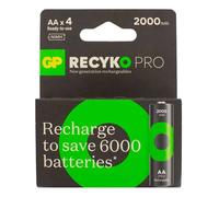 GP Lot de 4 piles rechargeables ReCyko Pro AA Ni-Mh 1,2 V