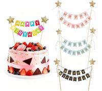 4x Guirlandes de Fanions Happy Birthday,Happy Birthday Decoration Gateau