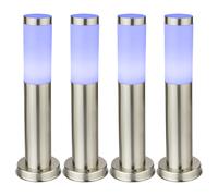4x Lampadaire extérieur Lampadaire de jardin en acier inoxydable Lampadaire de jardin à changement de couleur, E27 RGB LED, 45x7,6cm