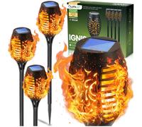 4x Lampe solaire de jardin LED IGNIS enfoncée torche effet flamme LUMILED