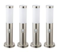4x LED Lampe d'extérieur Lampes de socle Lampe de jardin Éclairage Véranda Cour Chemin INOX in tecteur de mouvement 90° 2-8m