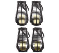 4x LED Lampes d'extérieur Lanterne de jardin Capteur solaire crépusculaire Noir H 26 cm
