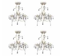 4x Lustres Suspendus à Cristaux Plafonnier Luminaire Eclairage Salon vidaXL