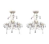vidaXL 2x Lustres Suspendus à Cristaux Plafonnier Lampe Suspendue Luminaire Eclairage Salon Salle à Manger Salle de Séjour 278738