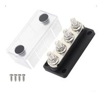 4X M10 Bloc de distribution pour rail d'alimentation 300 A à 48 V CC, charge lourde Busable avec cuivre nickelé et base PC en nylon pour marine, solaire, RV et voiture, montage en surface avec vis