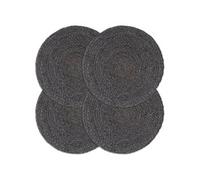 4x Napperons Set de Table Napperons de Restaurant Napperons de Maison Napperons de Table de Salle à Manger Gris Foncé Plain 38 cm Rond Jute 133836
