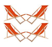 4x Panier de plage de jardin en bois orange