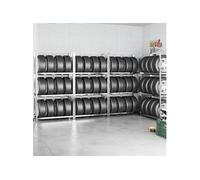 4x Porte-pneus à 3 Niveaux Etagères de Rangement Stockage d'Atelier Etagère d'Entrepôt Supports à Pneus Garage Argenté 110x40x200 cm Acier