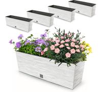 4x pot 18L balcon 58x19,5 cm blanc + insert spacieux 12L
