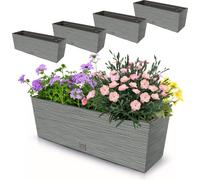 4x pot 18L balcon 58x19,5 cm gris + insert spacieux 12L