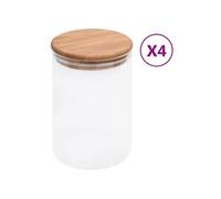 4x Pots de Conservation en Verre Couvercle en Bambou Bocaux de Stockage Récipients de Conservation Bouteilles de Stockage 800 ml 150704