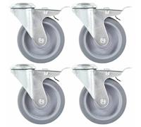 vidaXL 4pcs Roulettes pivotantes à trou de boulon à double frein 100mm