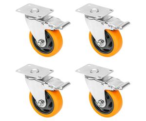4X Roulettes Pivotantes | Roues 100Mm 460Kg Avec Frein