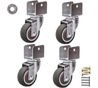 4X roulettes Pivotantes, Roulette Pivotante en Caoutchouc en Forme de U de 1,5", Roulette De Meubles De Chariot, Berceaux, avec Vis, Capacité De Charge Maximale 75 Kg(4 No Brakes,1.5in-M18)