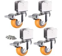 4X roulettes pivotantes, roulettes en Nylon avec support en U de 1 po/25mm, roulettes de meubles avec verrouillage de frein, rotatives à 360 degrés(4brake,18mm/0.7in)