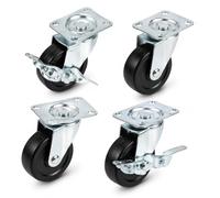 4x Roulettes pour charges lourdes avec frein - Roulettes pivotantes de 5 cm - Roulettes avec freins - Roulettes pour meubles (4x roulettes pivotantes ∅ 5 cm)