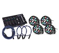 4x Showlite SPS-121 LED Smart Party Spot en Set avec Contrôleur DMX | Smart Party Spots, 12 LEDs de 1 watt chacune (3 rouges, 3 bleues, 3 vertes, 3 blanches), Angle de diffusion 25°, Mode couleur