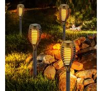 4x Solaire LED Torche Lampe Feu Effet Fiche Luminaire Balcon Terrasse Lampe