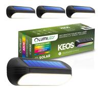 4x Solar-Gartenleuchte LED Wandleuchte Außenleuchte 3000K + RGB KEOS LUMILED