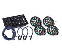 4x Spot Lumiere LED Effet DJ Set Controleur 4 Canales DMX Cables XLR Fete Party