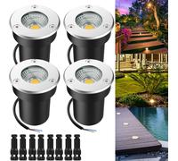 4x spots encastrés pour extérieur 12V-24V, spots encastrés LED pour extérieur, lampes encastrées en aluminium 5W pour jardin, allées, terrasse, cour, 6,5x7,5x4,2cm, blanc froid