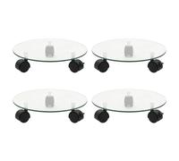 4x Supports Roulants à Plantes 28 cm Verre Trempé Rond Chariots Base vidaXL