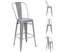 4x tabouret de bar HWC-A73, chaise de comptoir avec dossier, métal, design industriel gris
