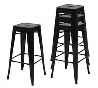 4x tabouret de bar HWC-A73, chaise de comptoir, métal, empilable, design industriel noir