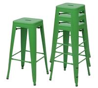 4x Tabouret de bar HWC-A73, pour comptoir, métal, style industriel, empilable vert