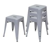 lot de 4 tabourets HWC-A73, tabouret métallique, métal design industriel empilable ~ gris