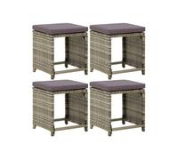 vidaXL Tabourets de jardin Lot de 4 316873 – Résine tressée avec coussins, Gris