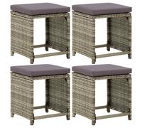 vidaXL Tabourets de jardin Lot de 4 316873 – Résine tressée avec coussins, Gris